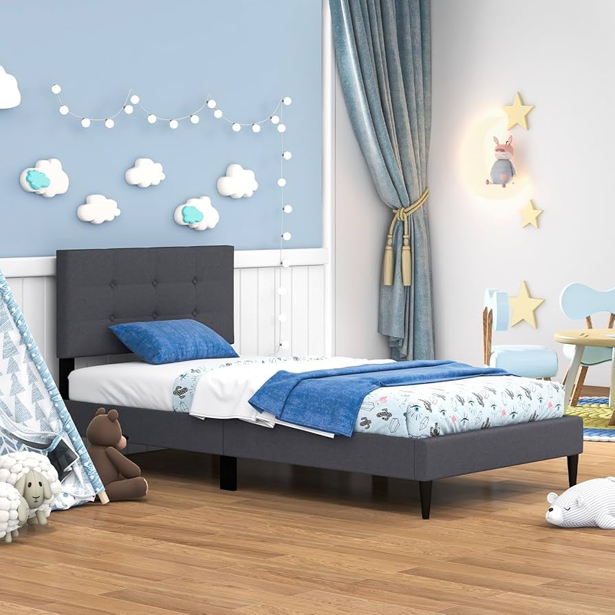 Amazon.com: Giantex Twin Bed Frames for Kids, Modern Fabric
